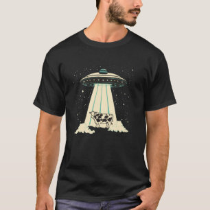 Lustiges UFO strahlt ein Kuhkostüm für galaktische T-Shirt