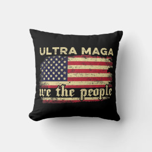 Lustiges Ultra-Maga-Vintage-Amerikanische-Flagge U Kissen