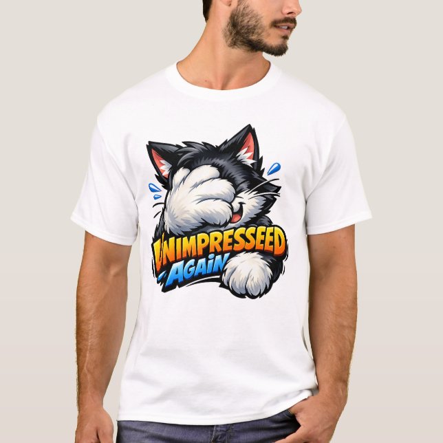 Lustiges unbeeindrucktes Katze Basic T-Shirt - Mür (Vorderseite)