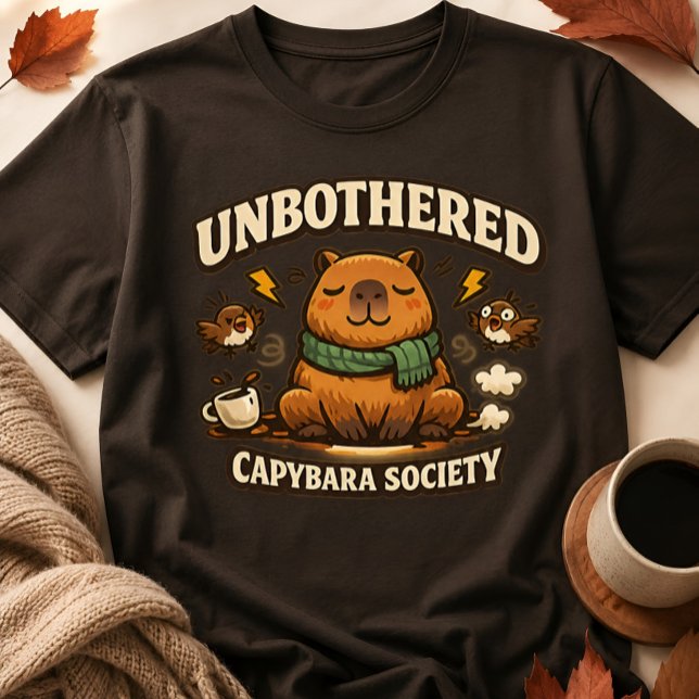 Lustiges Unbothered Capybara-Gesellschaft T-Shirt (Von Creator hochgeladen)