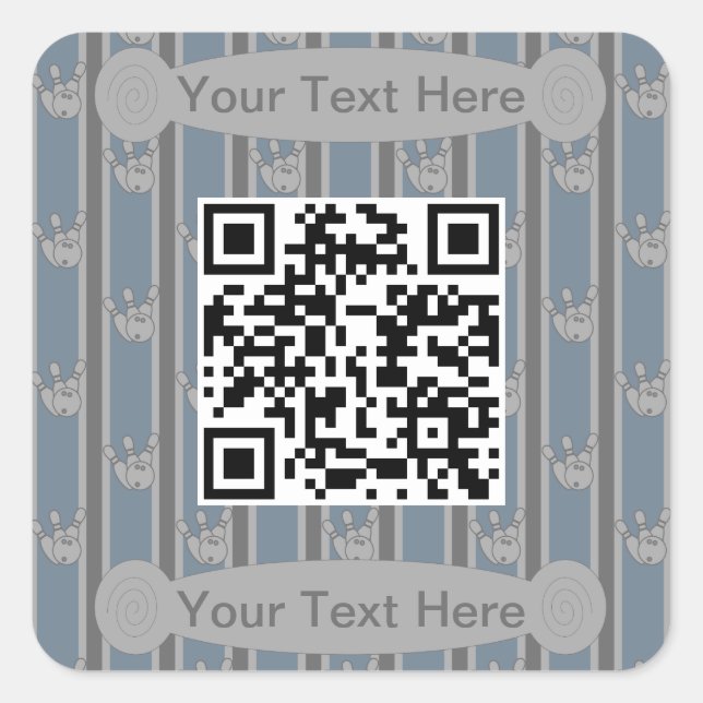 Lustiges und Fancy Bowling QR Code Quadratischer Aufkleber (Vorderseite)