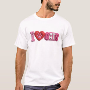 Lustiges und funky rosa ICH LIEBE KATZEN Statement T-Shirt