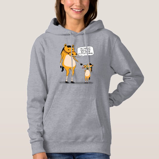Lustiges und niedliches großes Pferd und kleines Hoodie (Vorderseite)