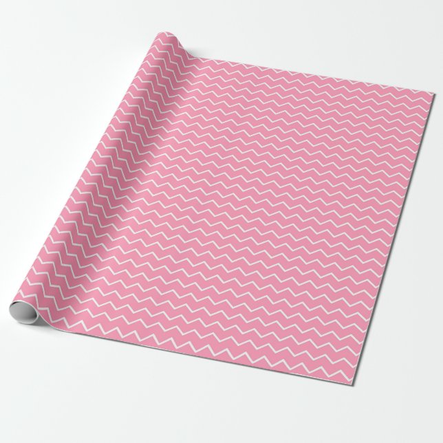 Lustiges und Spielendes Rosa und Weißes Zickzack-M Geschenkpapier (Ungerollt)