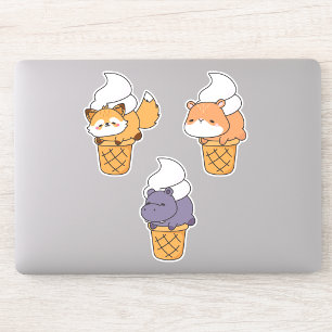Lustiges und süßes Kawaii-Tier-Sticker-Set (3er-Pa Aufkleber