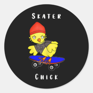 Lustiges und temperamentvolles Skater-Chick Skateb Runder Aufkleber