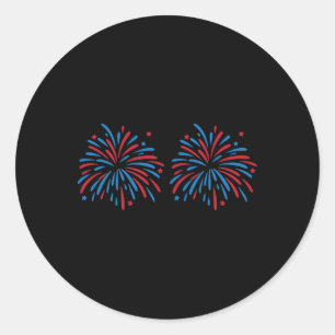 Lustiges Usa-Feuerwerk Paar Nur Hier Für Das Feuer Runder Aufkleber