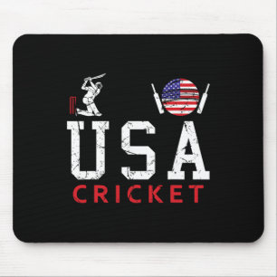 Lustiges Usa-Flagge Cricket-Spieler Sportfans Tee  Mousepad