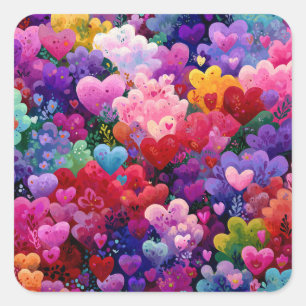 Lustiges Valentinstag-Sticker-Paket – Süßes Gesche Quadratischer Aufkleber