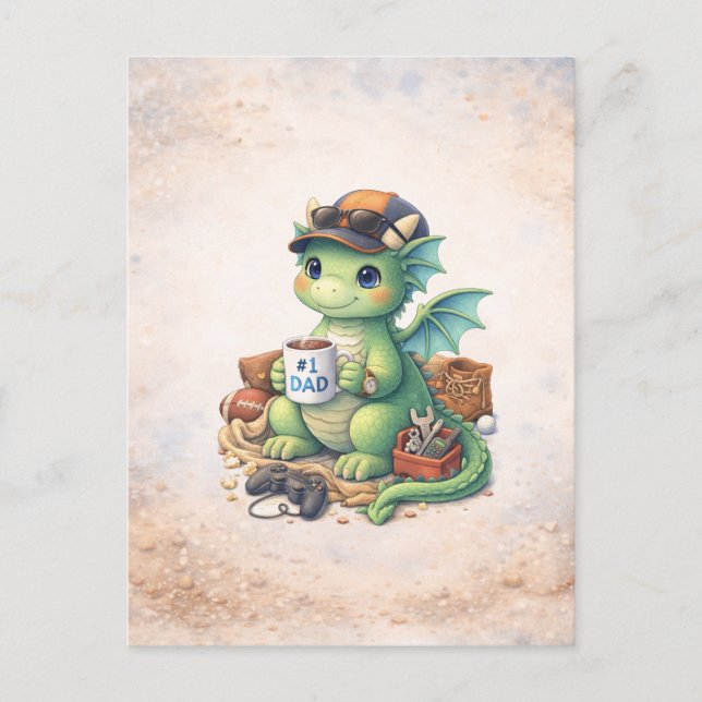 Lustiges Vatertags-Drache-Papa-Geschenk Postkarte (Vorderseite)