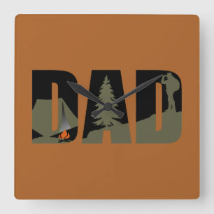 Lustiges Vatertagsgeschenk Camping Wandern Papa Quadratische Wanduhr
