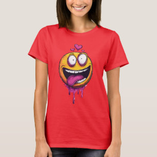Lustiges Verrücktes Liebes-Emoji-Grafik-T-Shirt –  T-Shirt