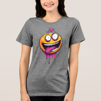 Lustiges Verrücktes Liebes-Emoji-Grafik-T-Shirt – Tri-Blend Shirt