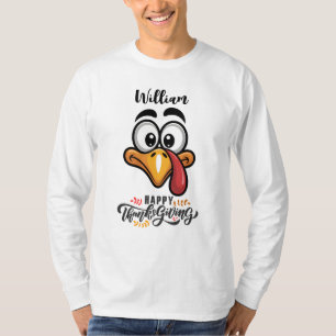 Lustiges verrücktes Truthahn-Gesicht Personalisier T-Shirt