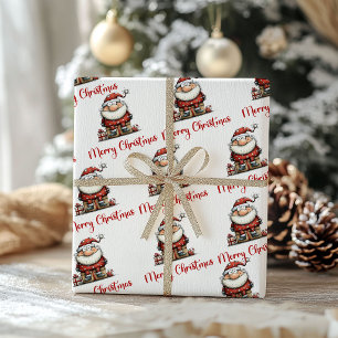 Lustiges verspieltes Weihnachtsmann-Cartoon-Feiert Geschenkpapier