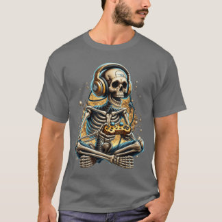 Lustiges Videospiel Halloween Skelett Gamer Gaming T-Shirt