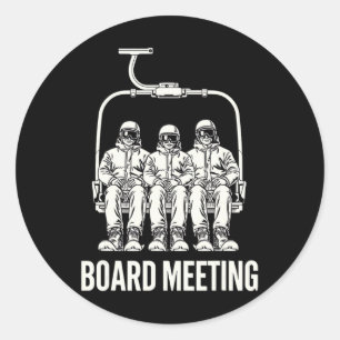 Lustiges Vintage-Board-Meeting-Ski-Snow-T-Shirt Sn Runder Aufkleber