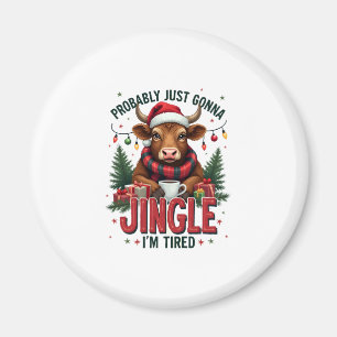 Lustiges Vintage-Christmas-Hochland-Kuh-Jingle-Bel Magnet