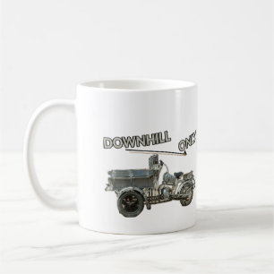 Lustiges Vintage-Downhill-Only-Fahrzeug Kaffeetasse
