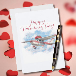 Lustiges Vintage-Flugzeug und Blumenstrauß-Foto Feiertagskarte