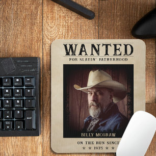 Lustiges Vintage-Foto-Wanted-Poster zum Vatertag Mousepad