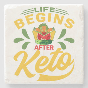 Lustiges Vintage Leben beginnt nach Keto Lustiger Steinuntersetzer