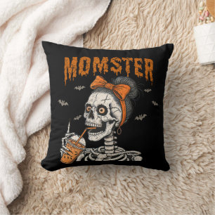 Lustiges Vintage-Momster-Skelett Halloween Kissen