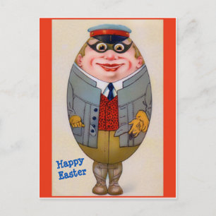 Lustiges Vintage-Oster-Ei-Mann, Niedlich Postkarte