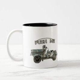 Lustiges Vintage-Push-Me-Motorrad Zweifarbige Tasse