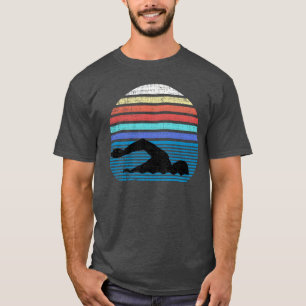 Lustiges Vintage Retro Schwimmen Schwimmer Schwimm T-Shirt