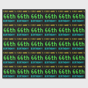 Lustiges Vintage/Retro-Videospiel-Look zum 66. Geb Geschenkpapier