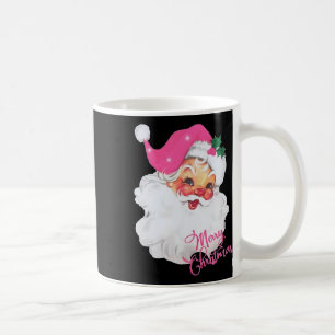 Lustiges Vintage-Rosa-Weihnachtsmann-Rosa-Christma Kaffeetasse