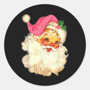 Lustiges Vintage-Rosa-Weihnachtsmann-Rosa-Christma Runder Aufkleber