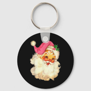 Lustiges Vintage-Rosa-Weihnachtsmann-Rosa-Christma Schlüsselanhänger