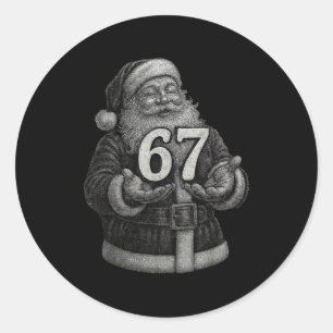 Lustiges Vintage Six Seven 6 7 Meme Santa Weihnach Runder Aufkleber