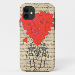 Lustiges vintage Skelett und rotes Herz Case-Mate iPhone Hülle