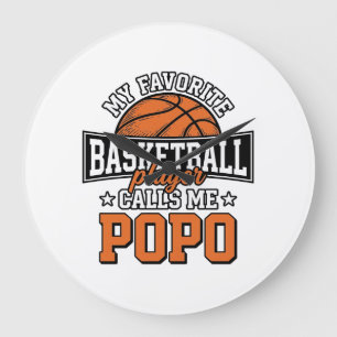 Lustiges Vintage-Sportdesign Basketball Popo_1 Große Wanduhr