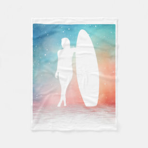Lustiges Vintage-Surf-Design für Frauen Surfen Mäd Fleecedecke