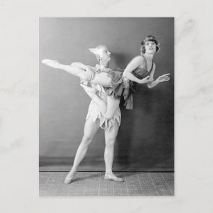 Lustiges Vintage-Tänzer-Duo Flying Vaudeville Postkarte