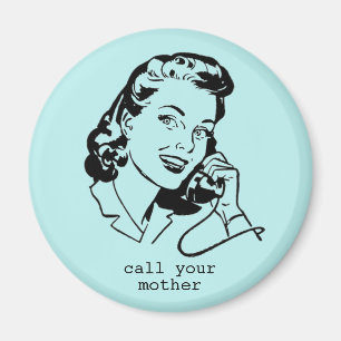 Lustiges Vintage Türkisblau Retro-Mutter Magnet