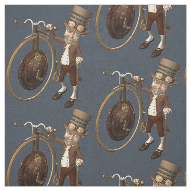 Lustiges Vintages Steampunk Penny-Farthing Stoff (Muster)
