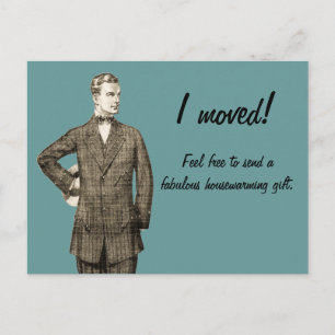 Lustiges Vintages zog ich um Ankündigungspostkarte