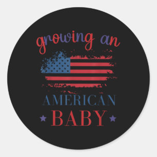 Lustiges Wachsendes Amerikanisches Baby Schwangers Runder Aufkleber