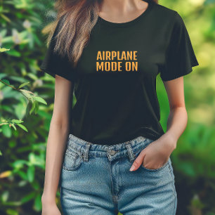 Lustiges Wander-Shirt Flugzeugmodus an orange schw T-Shirt