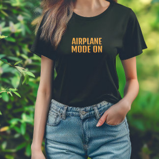 Lustiges Wander-Shirt Flugzeugmodus an orange schw T-Shirt