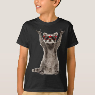 Lustiges Waschbär Rock Musik Handzeichen Männer Fr T-Shirt