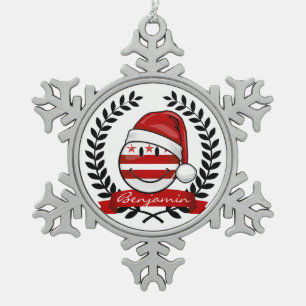 Lustiges Washhington DC-Flaggen-Weihnachten Schneeflocken Zinn-Ornament