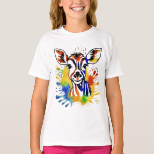 Lustiges Wasserfarben buntes Antilopenbild T-Shirt