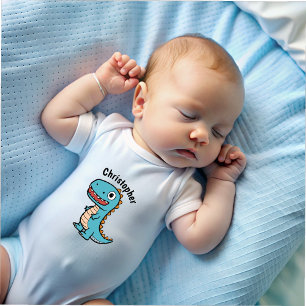 Lustiges Wasserfarben-Dinosaurier personalisiert Baby Strampler