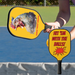 Lustiges Wasserfarben-Huhn Personalisiert Pickleball Schläger